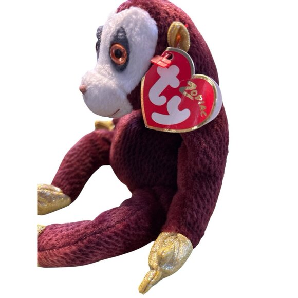 TY Beanie Babies ZODIAC MAROON AND GOLD MONKEY 5" Bean Bag Stuffed Animal - Picture 2 of 5